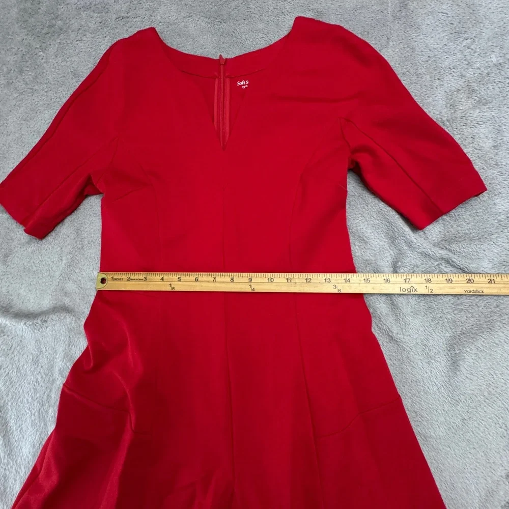 Soft Surroundings Dress Women's Size‎ 8 Red Short Sleeve Rear Zip - Picture 6 of 13